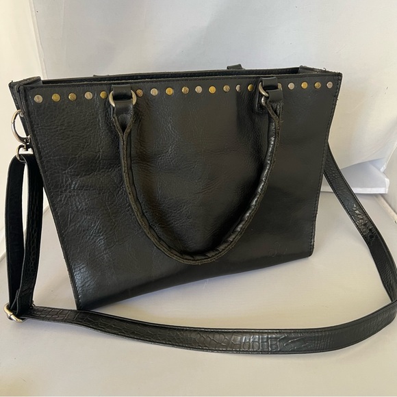 Patricia Nash Black Leather Tote with Gold & silver hardware - Picture 2 of 9